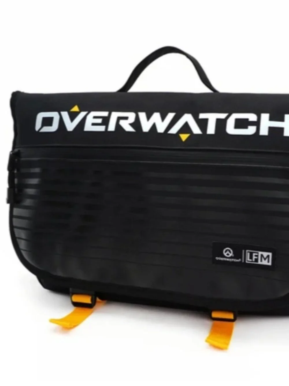 Black OVERWATCH Logo Large Unisex Crossbody Messenger Yellow Accent Bag NWT